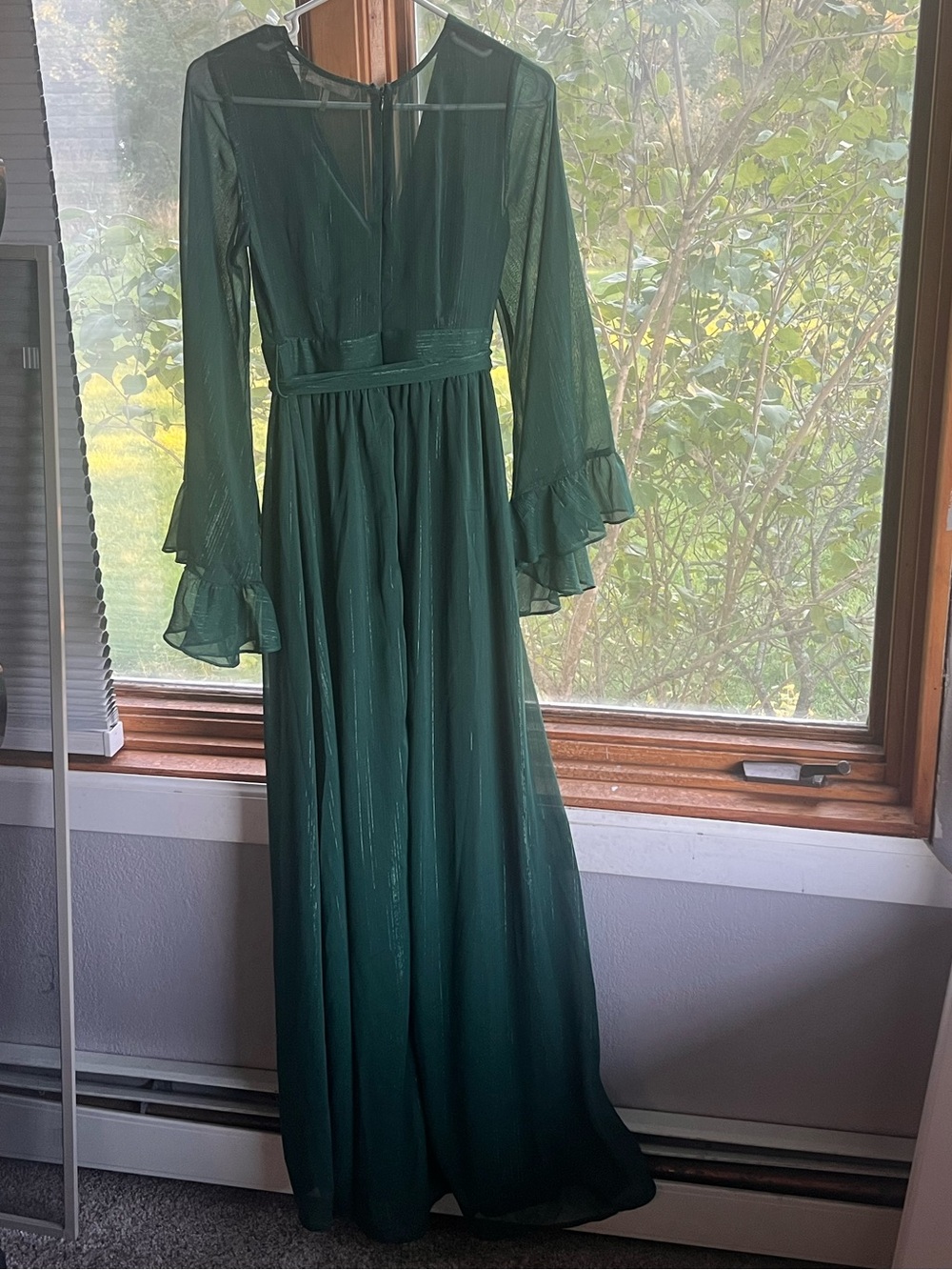 Emerald Green Long Sleeve Maxi Dress